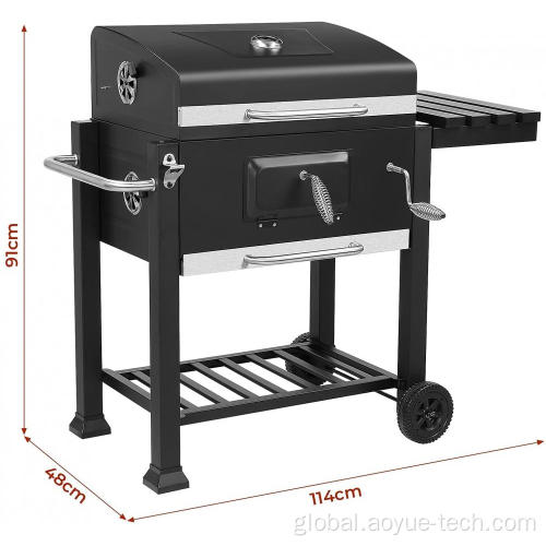 Electric Barbecue Grill Large Portable Trolley Barrel Charcoal BBQ Grill Manufactory